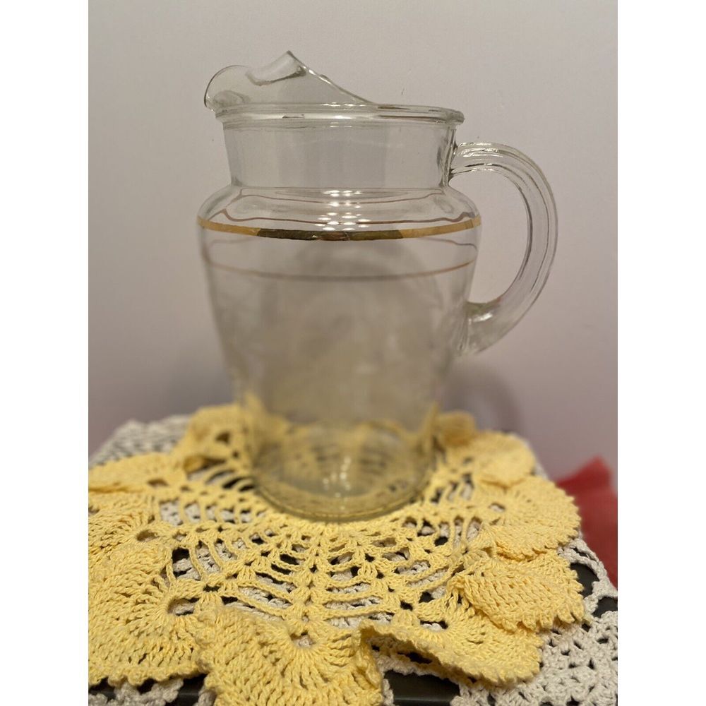 Vintage Bartlett Collins Pitcher Etched Grapevines Mid Century Modern Barware. - Picture 7 of 11